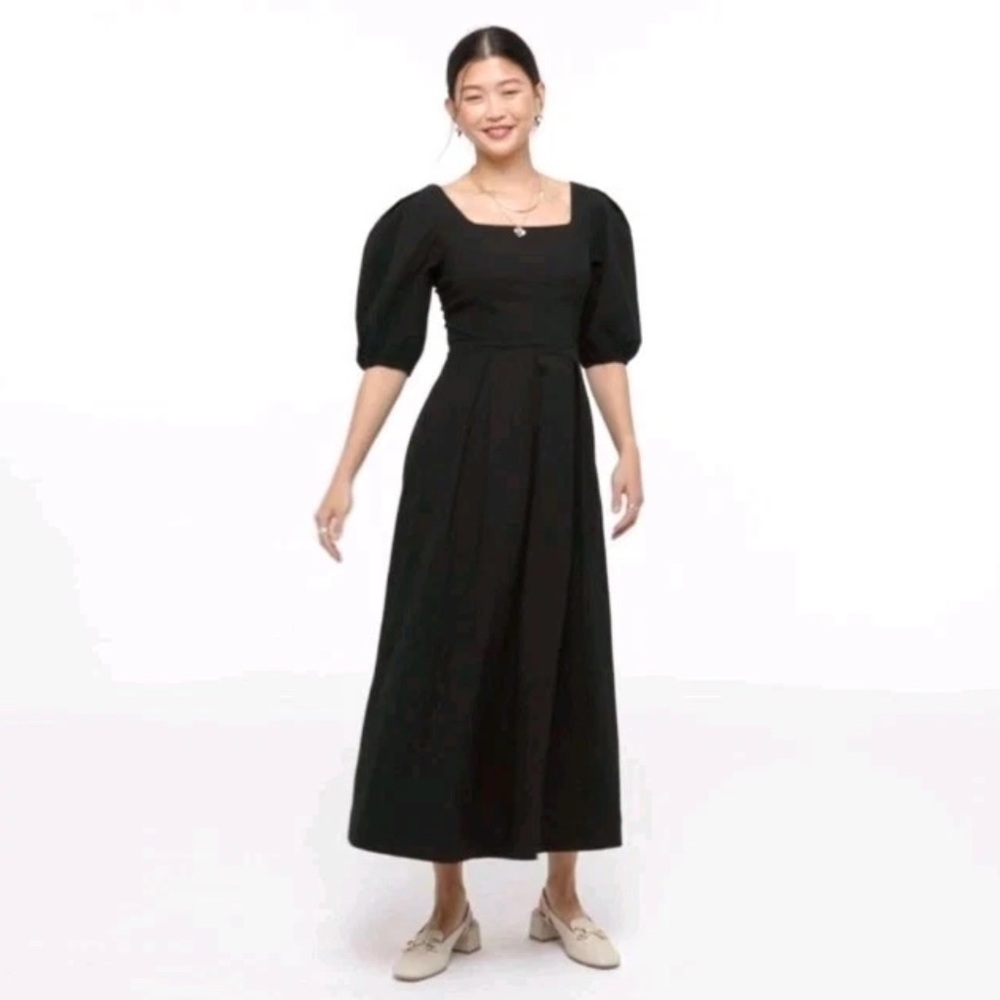 a new day Black Midi Dress with Puff Sleeves